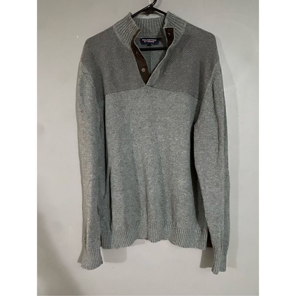 Roundtree & Yorke Gray 1/4 Snap Sweater Size Large
